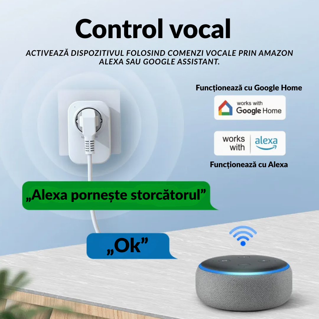 Set 6 x prize inteligente SMARTPLUG EA9 WiFi, 16A, 3680W, control Tuya, compatibila Google Assistant / Alexa, culoare alba - COBI SMART® - imagine 4