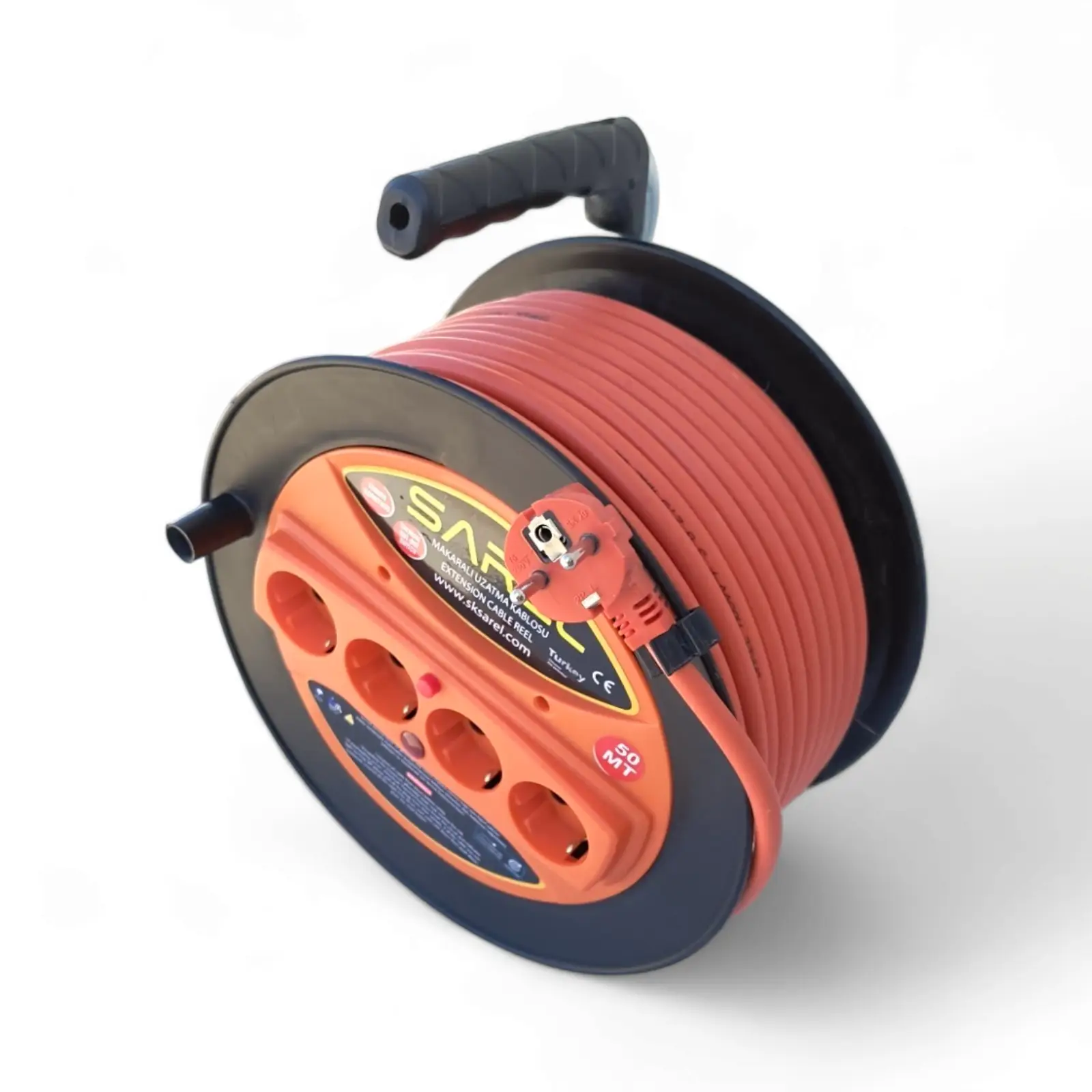 Prelungitor rola cu tambur 3x2.5 mm², 30 m, 4 prize, protectie la suprasarcina, maner transport ergonomic - COBI SMART® - imagine 6