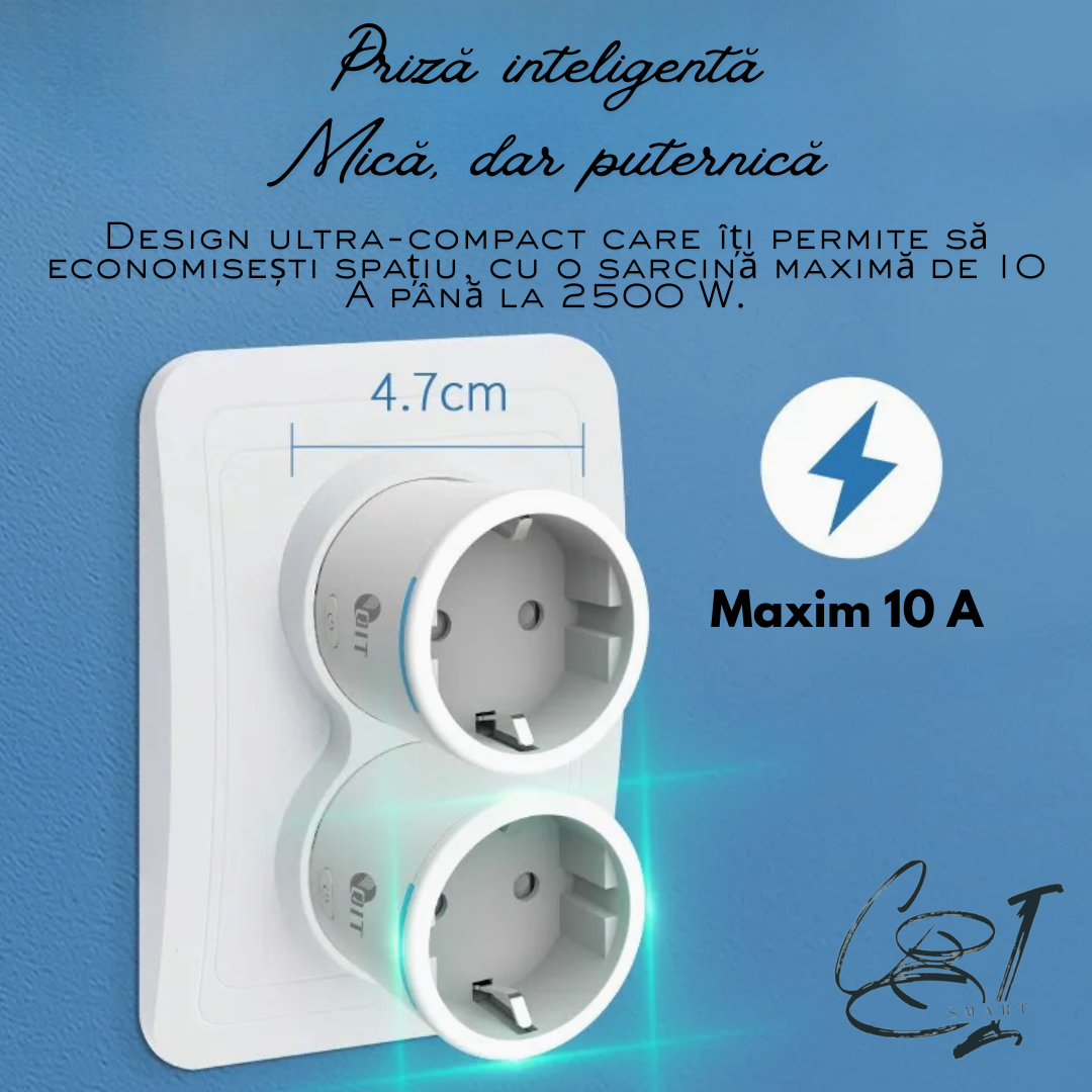 Priza inteligenta SMARTPLUG EA8 WiFi, 10A, 2500W, control Tuya, compatibila Google Assistant / Alexa, culoare alba - COBI SMART® - imagine 4