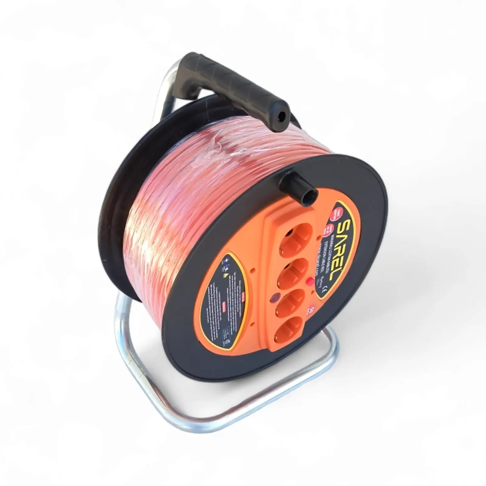 Prelungitor rola cu tambur 3x2.5 mm², 30 m, 4 prize, protectie la suprasarcina, maner transport ergonomic - COBI SMART® - imagine 3