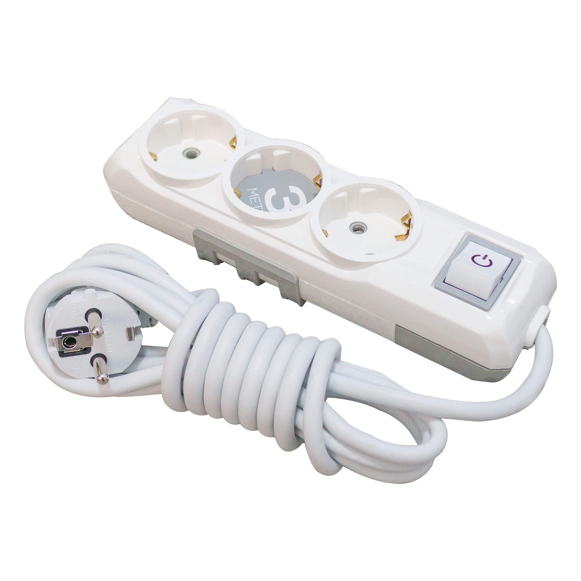 Cablu prelungitor 2 m, 3 prize, cu buton on/off - COBI SMART® - imagine 2