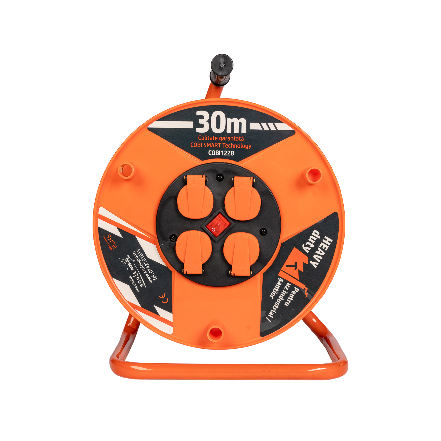 Prelungitor rola cu tambur 3x2.5mm², 30 m, 4 prize Schuko - COBI SMART® - imagine 3
