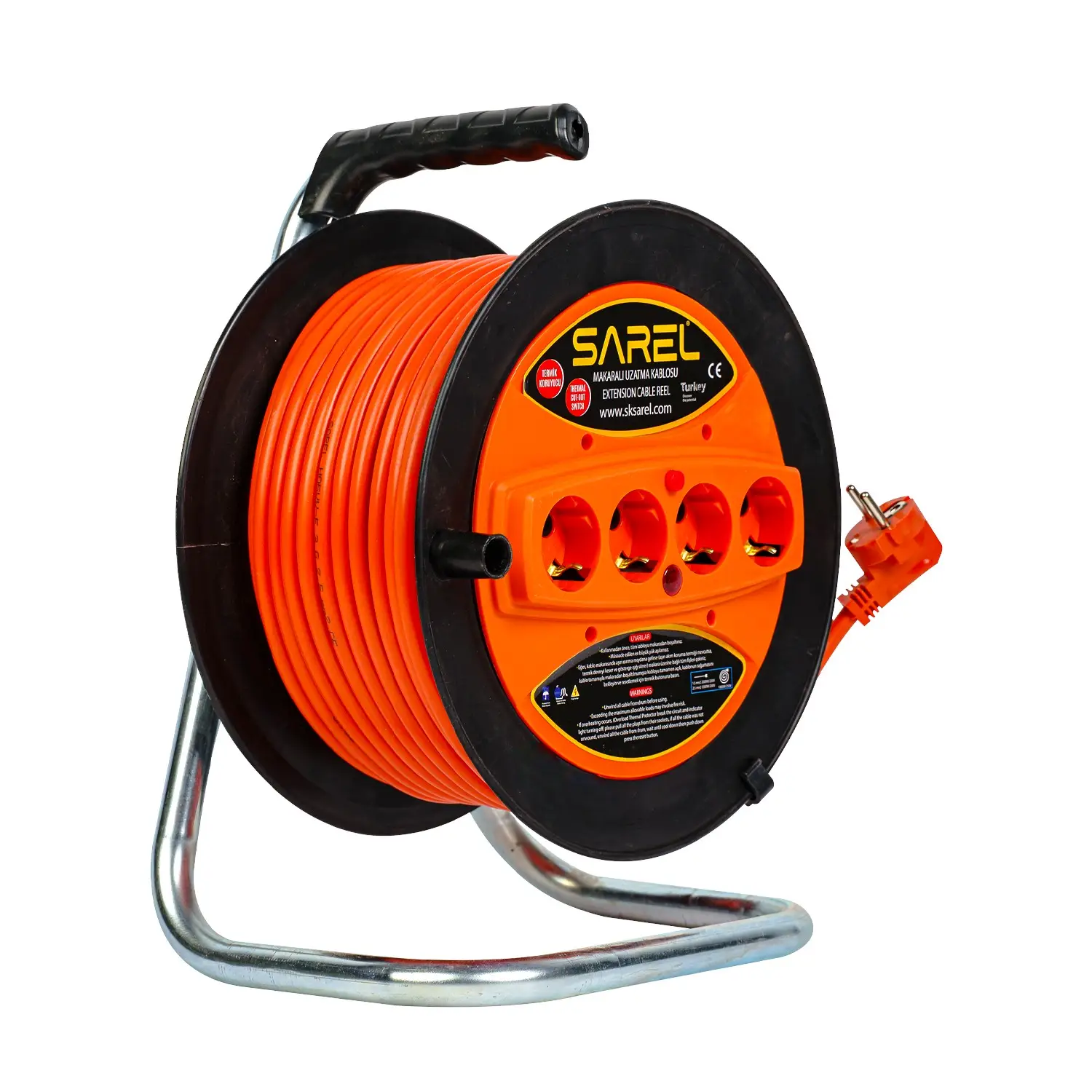 Prelungitor rola cu tambur 3x2.5 mm², 30 m, 4 prize, protectie la suprasarcina, maner transport ergonomic - COBI SMART®