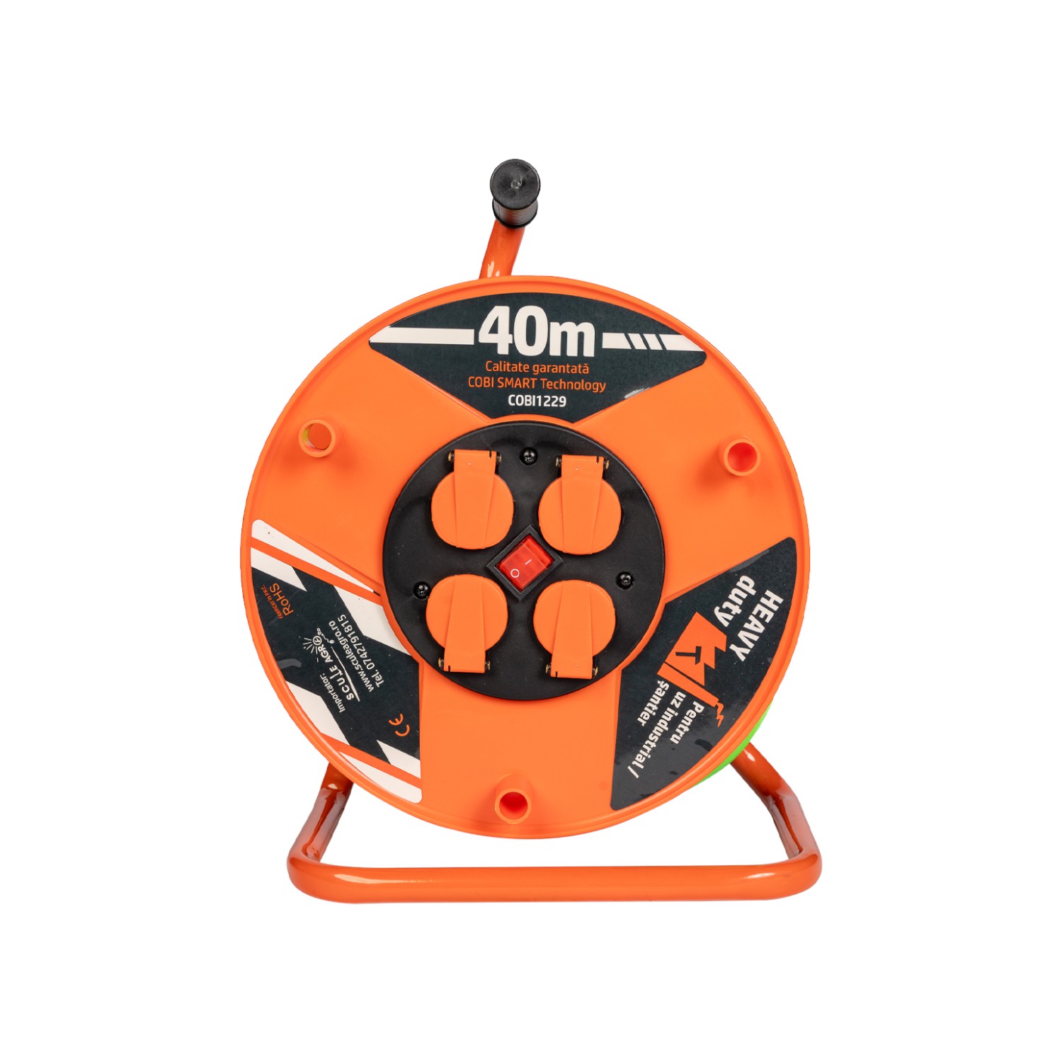 Prelungitor rola cu tambur 3x2.5mm², 40 m, 4 prize Schuko - COBI SMART® - imagine 2