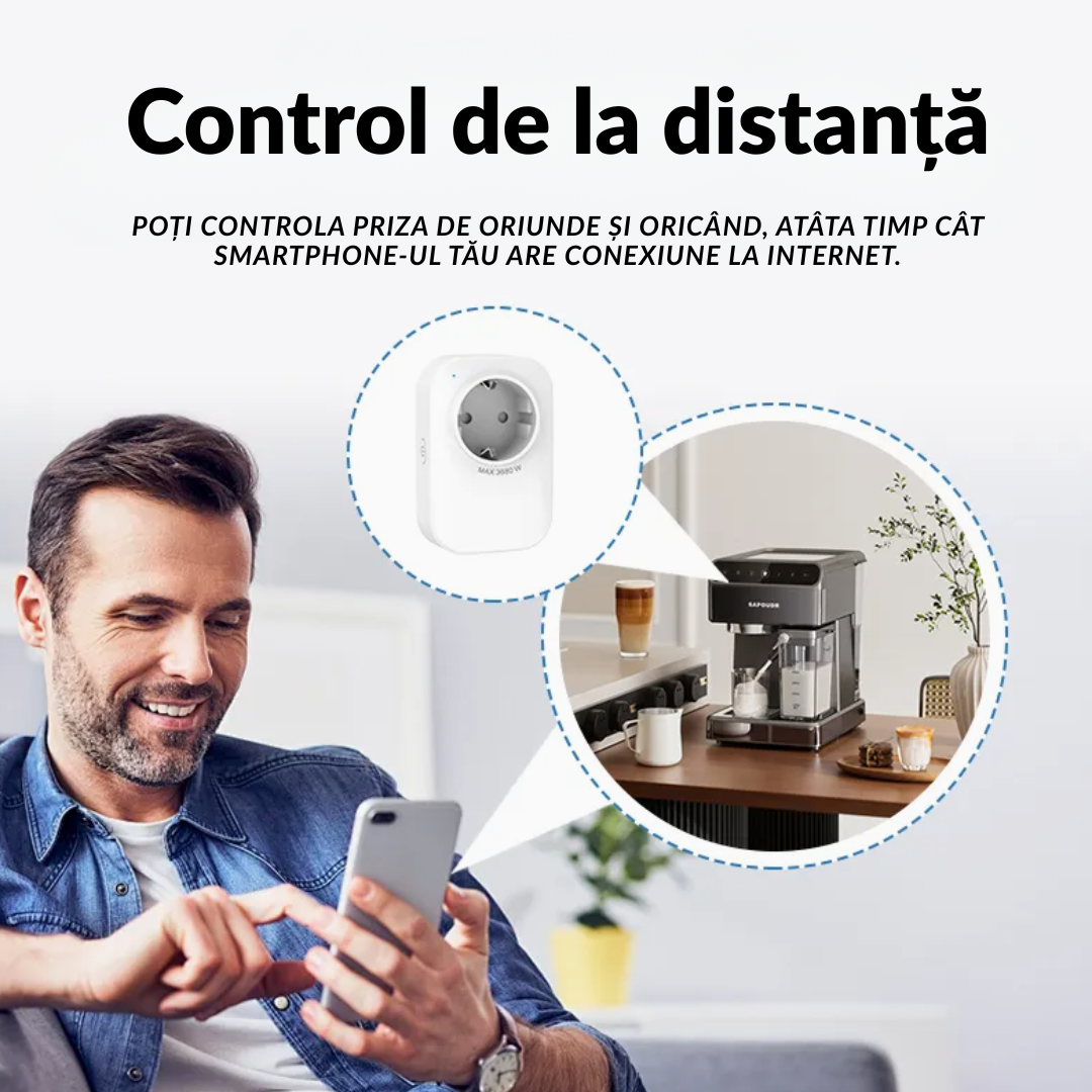 Set 6 x prize inteligente SMARTPLUG EA9 WiFi, 16A, 3680W, control Tuya, compatibila Google Assistant / Alexa, culoare alba - COBI SMART® - imagine 2