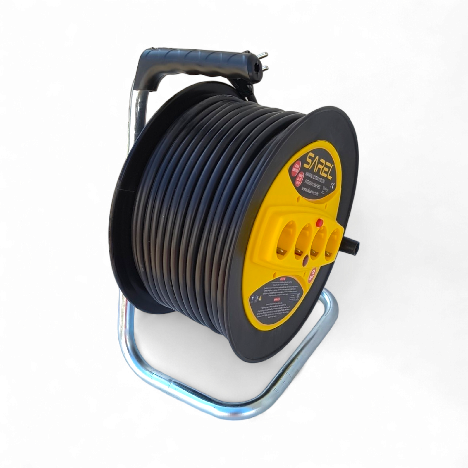 Prelungitor rola cu tambur 3x2.5 mm², 50 m, 4 prize, protectie la suprasarcina, maner transport ergonomic, gablen - COBI SMART® - imagine 3