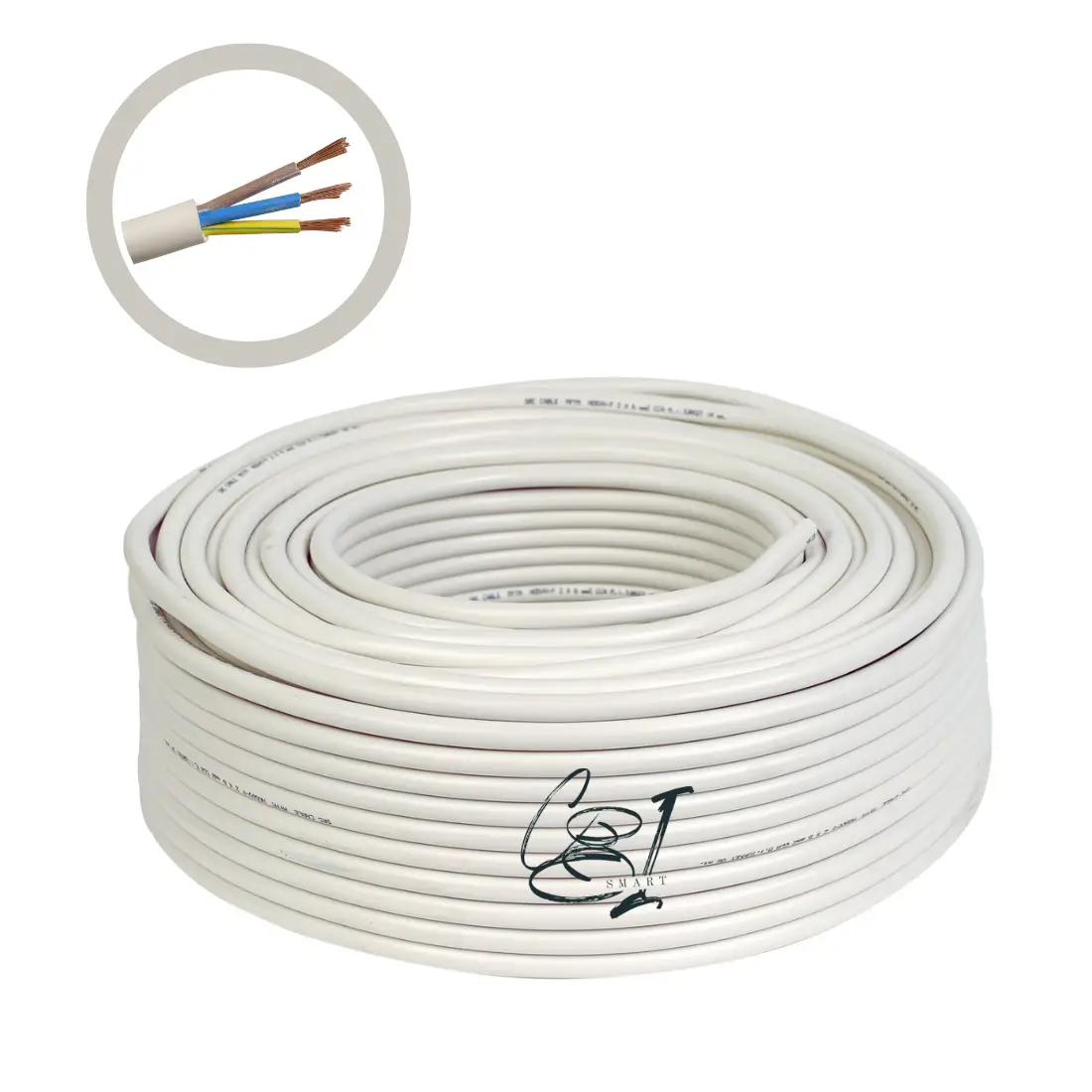 Cablu electric 3x4 mm², 100 m, alb, MYYM / H05VV-F - COBI SMART®