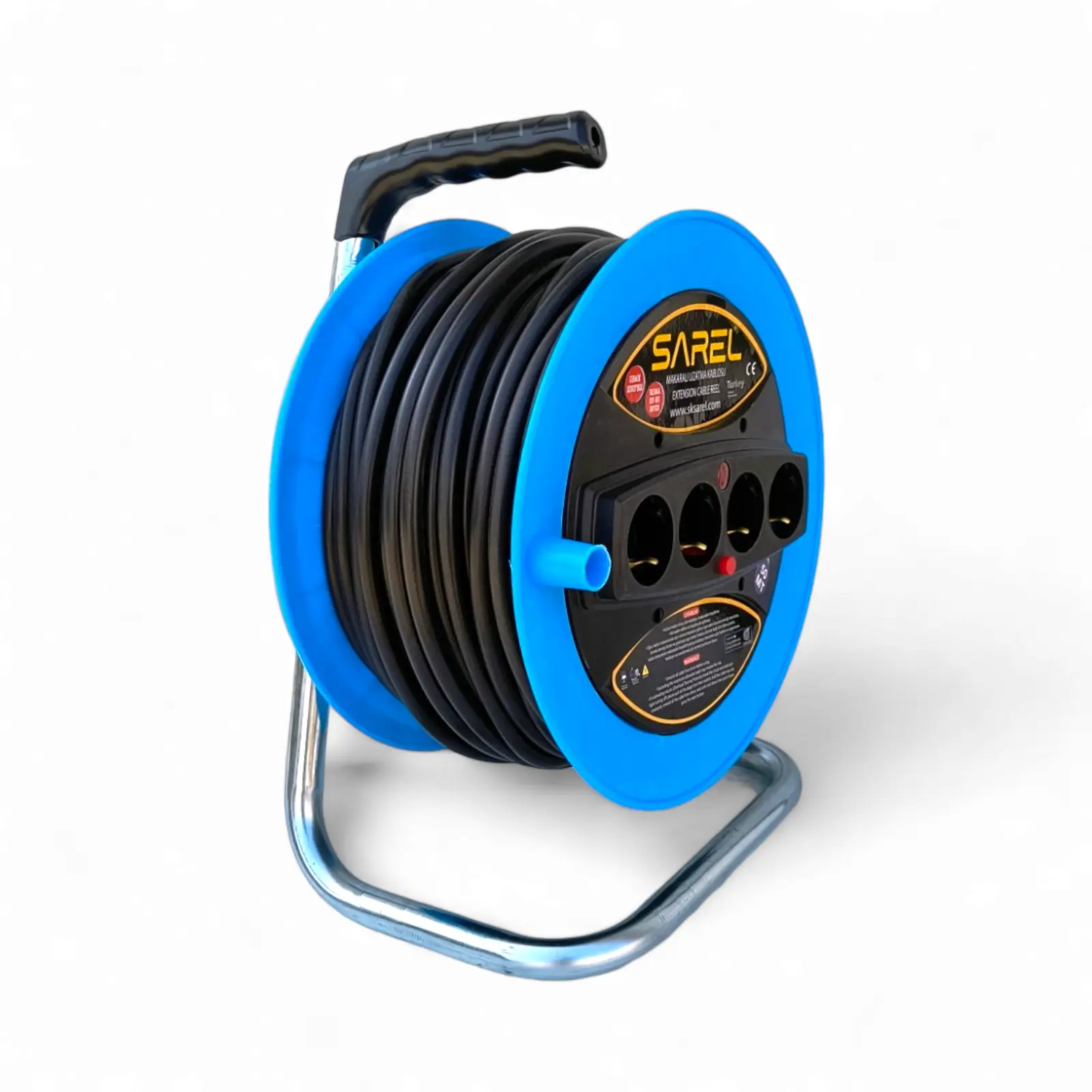 Prelungitor rola cu tambur 3x2.5 mm², 50 m, 4 prize, protectie la suprasarcina, maner transport ergonomic, albastru - COBI SMART® - imagine 11