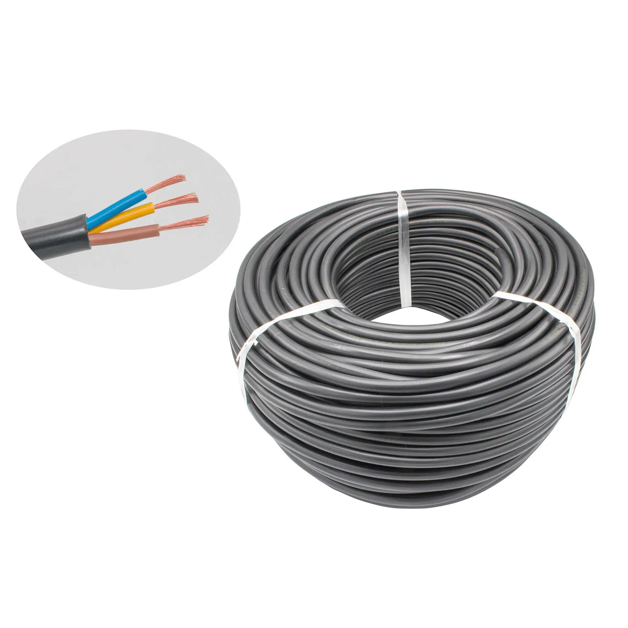 Cablu electric 3x2.5 mm², 50 m, negru, MYYM / H05VV-F - COBI SMART®