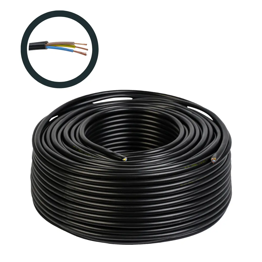 Cablu electric 3x0.75 mm², 100 m, negru, MYYM / H05VV-F - COBI SMART®