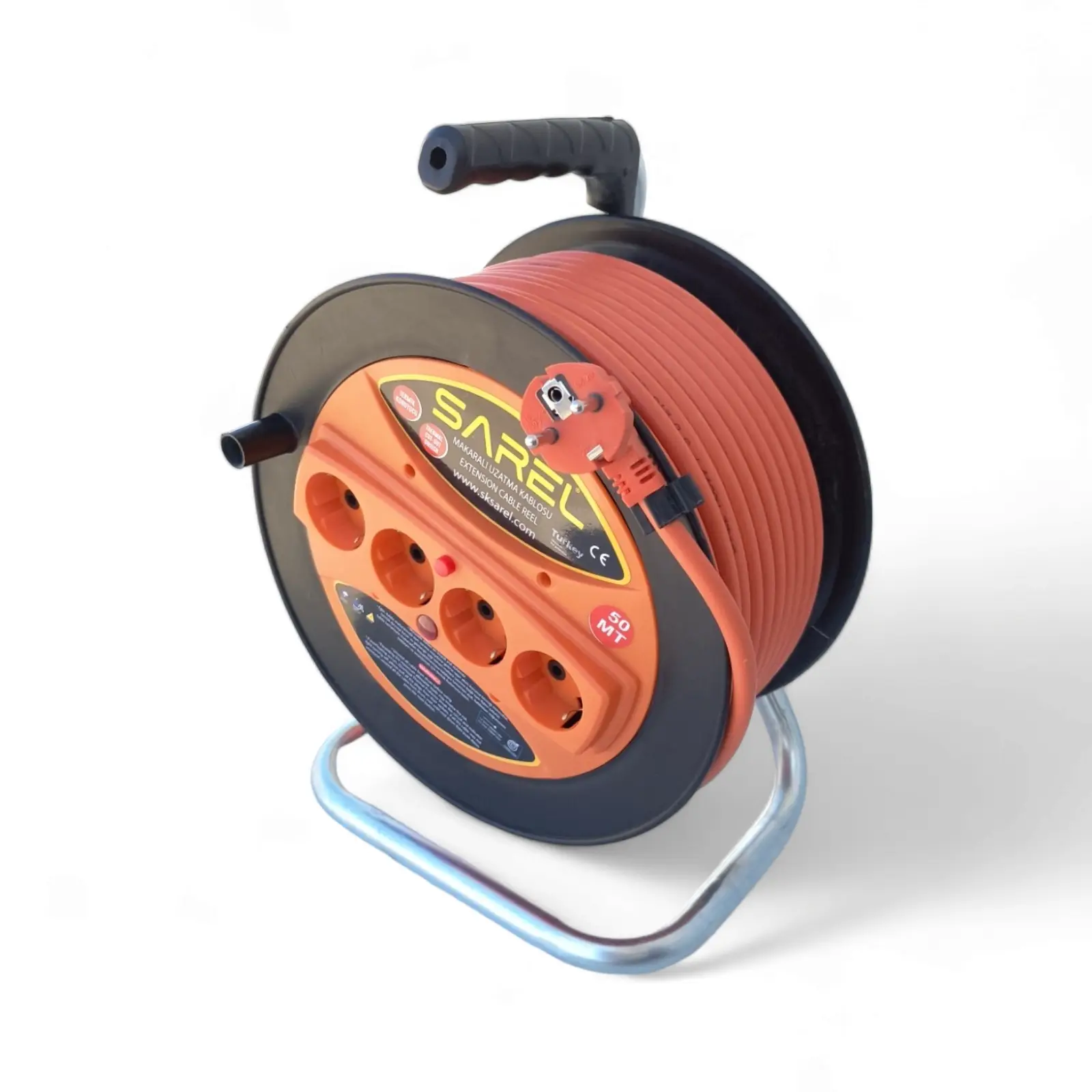 Prelungitor rola cu tambur 3x2.5 mm², 30 m, 4 prize, protectie la suprasarcina, maner transport ergonomic - COBI SMART® - imagine 8