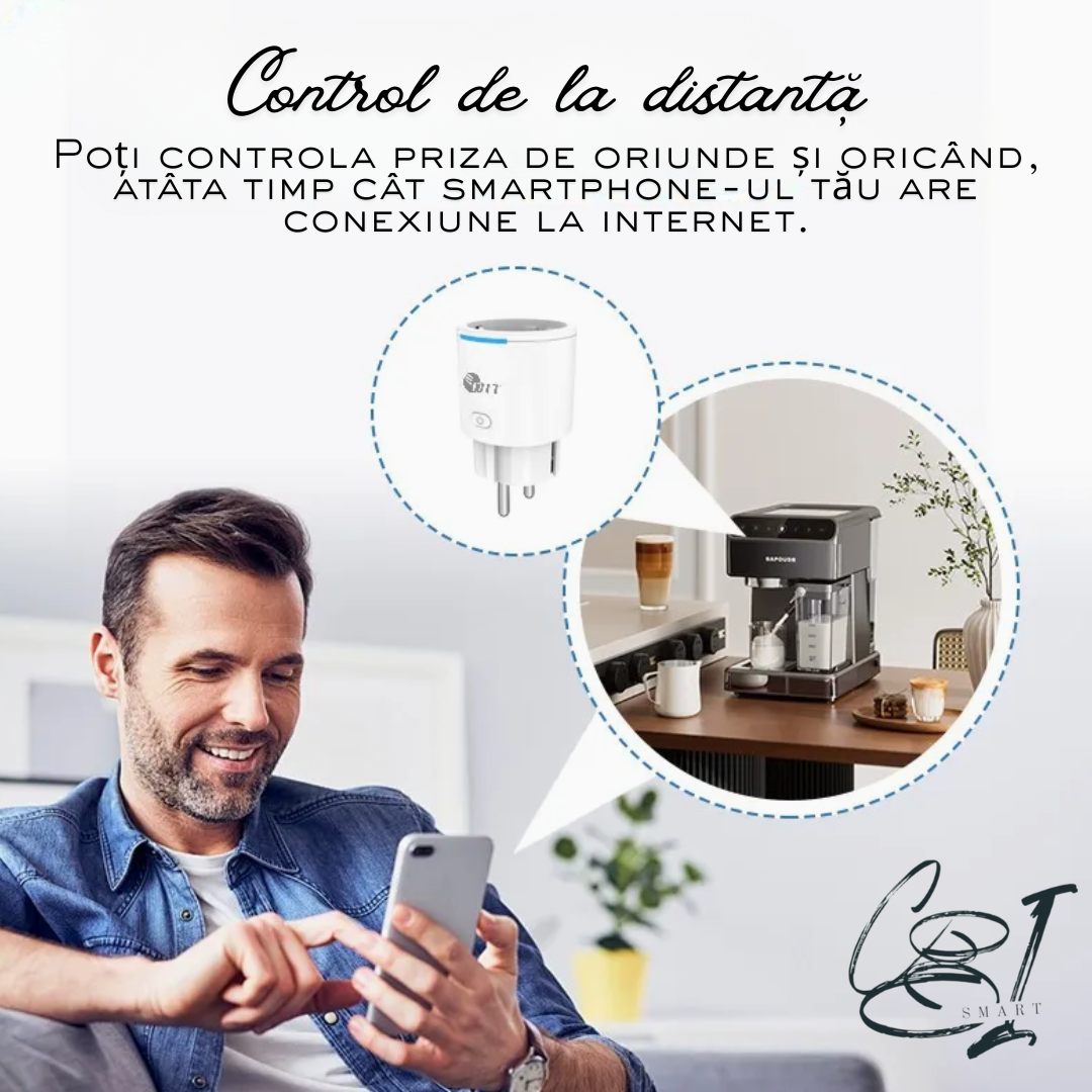 Priza inteligenta SMARTPLUG EA8 WiFi, 10A, 2500W, control Tuya, compatibila Google Assistant / Alexa, culoare alba - COBI SMART® - imagine 8