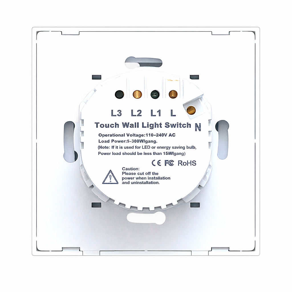 Intrerupator de lumina cu o singura atingere, panou sticla securizata alba, 100–240V, 10A - COBI SMART® - imagine 3