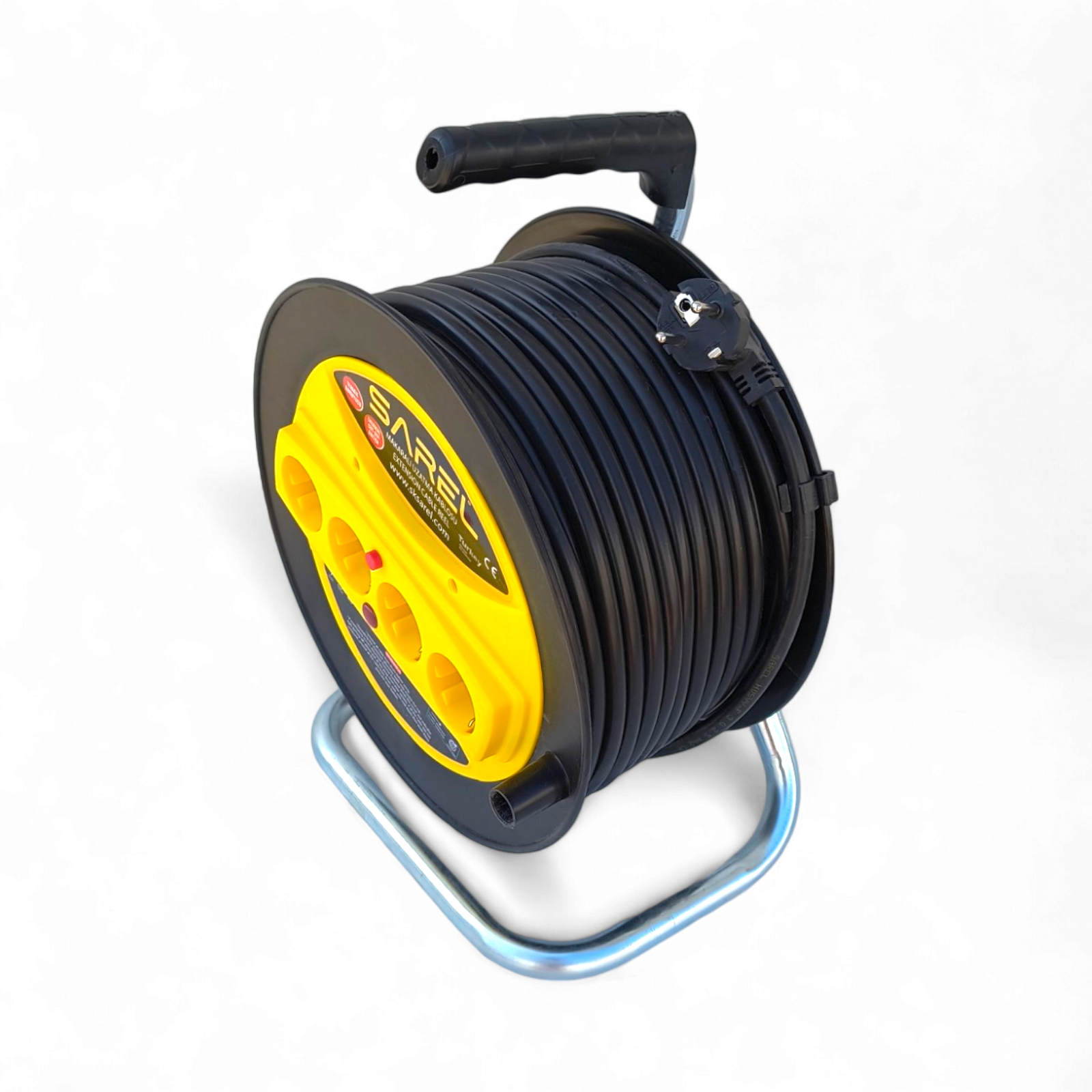 Prelungitor rola cu tambur 3x2.5 mm², 50 m, 4 prize, protectie la suprasarcina, maner transport ergonomic, gablen - COBI SMART® - imagine 2