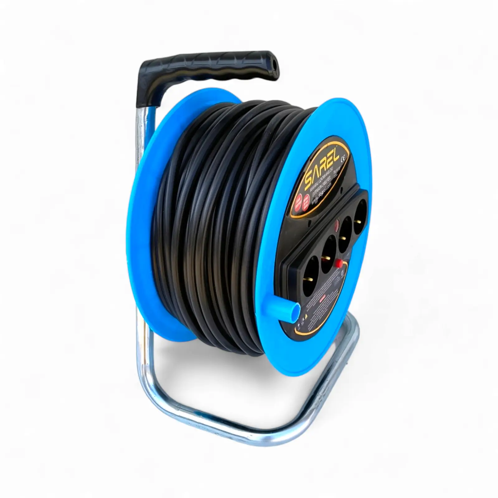 Prelungitor rola cu tambur 3x2.5 mm², 50 m, 4 prize, protectie la suprasarcina, maner transport ergonomic, albastru - COBI SMART® - imagine 7