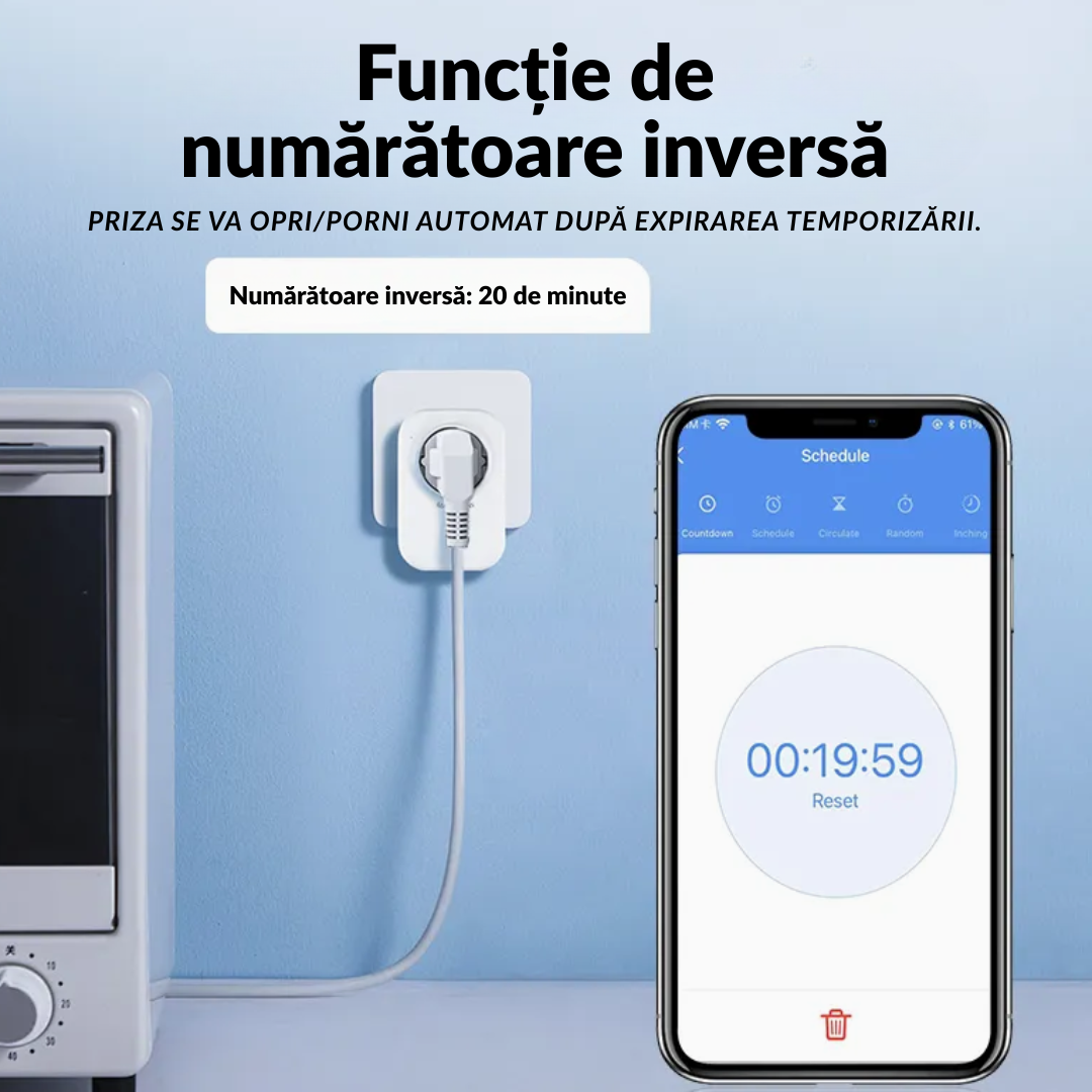 Set 6 x prize inteligente SMARTPLUG EA9 WiFi, 16A, 3680W, control Tuya, compatibila Google Assistant / Alexa, culoare alba - COBI SMART® - imagine 8