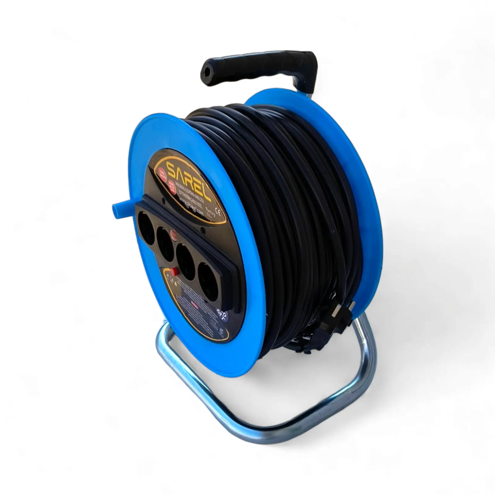 Prelungitor rola cu tambur 3x2.5 mm², 50 m, 4 prize, protectie la suprasarcina, maner transport ergonomic, albastru - COBI SMART® - imagine 10