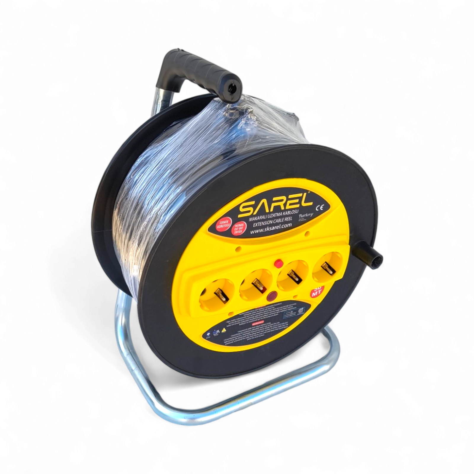 Prelungitor rola cu tambur 3x2.5 mm², 50 m, 4 prize, protectie la suprasarcina, maner transport ergonomic, gablen - COBI SMART® - imagine 4