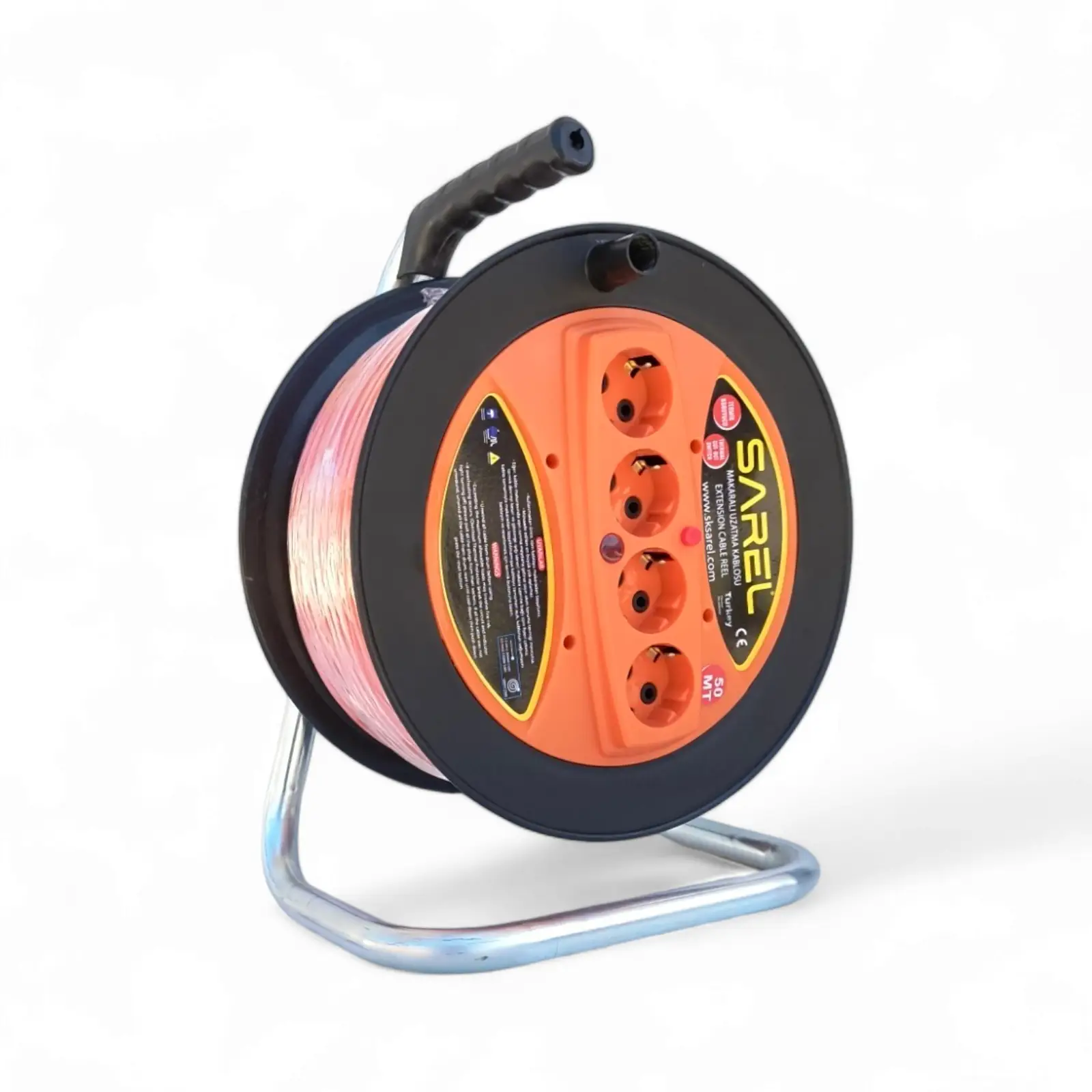 Prelungitor rola cu tambur 3x2.5 mm², 30 m, 4 prize, protectie la suprasarcina, maner transport ergonomic - COBI SMART® - imagine 11