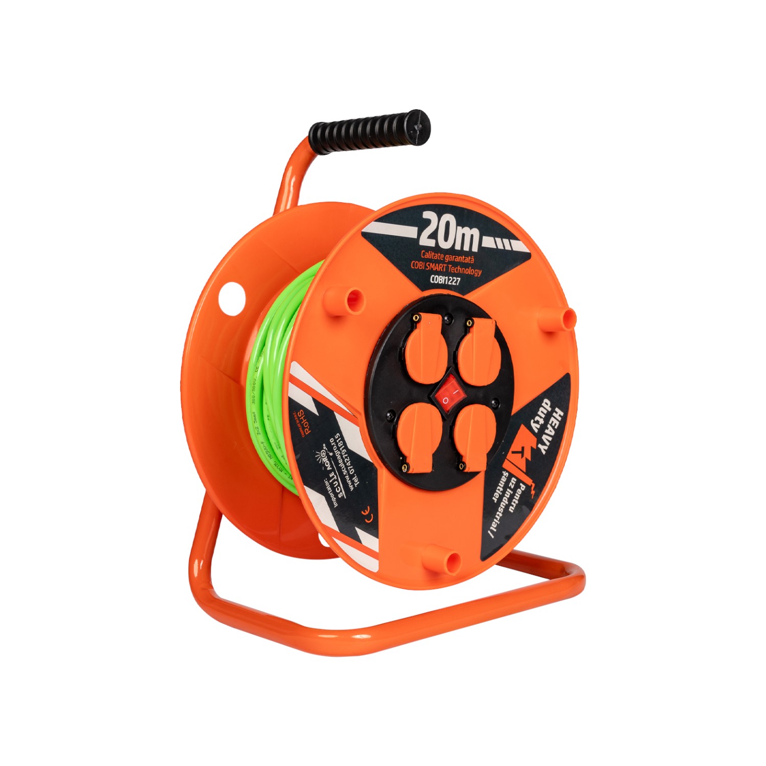 Prelungitor rola cu tambur 3x2.5mm², 20 m, 4 prize Schuko - COBI SMART® - imagine 2